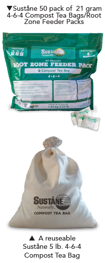 Sustane Compost Teabags come in both 5 lb. reusable and 21-gram biodegradable single use sizes